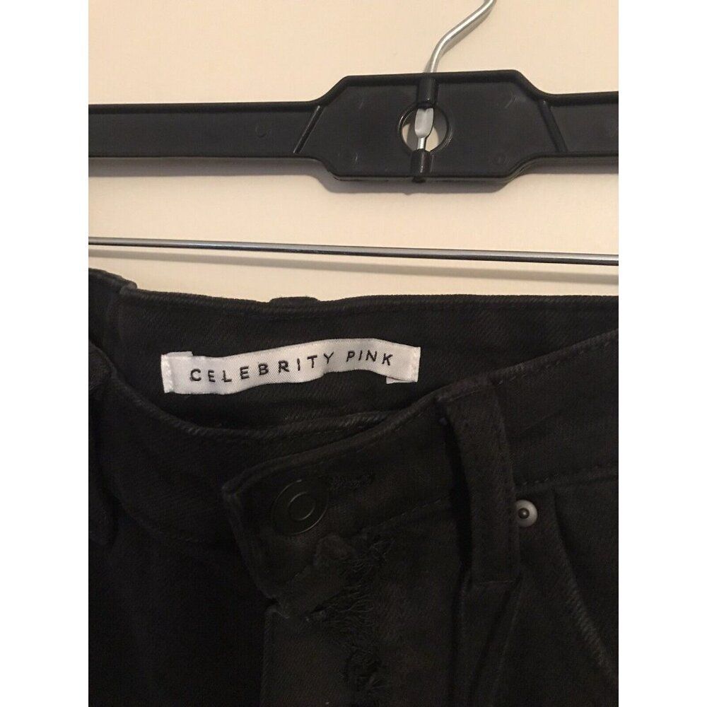 Celebrity Pink  Exposed Button cuttoff short Black Mid- Rise Raw Size 9/29 - Picture 3 of 7